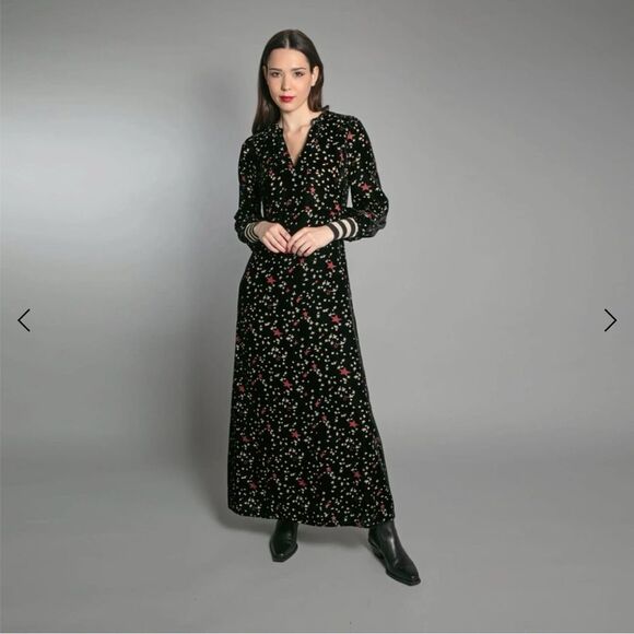 Celestial Print Black Dress with Sash Tie, EUC size Medium - Picture 3 of 5